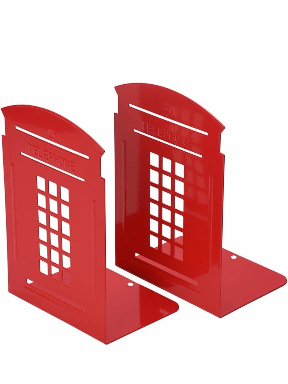 Red Telephone Booth Metal Bookends - Set of 2
